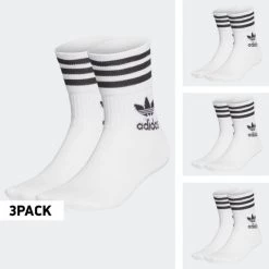 Η καλύτερη συμφωνία ❤️ Adidas Originals Mid Cut Crew Κάλτσες 3Pack WHITE/BLACK 👍