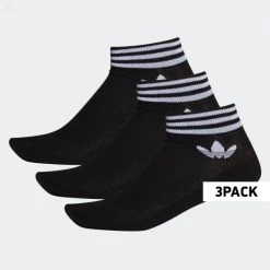 Best Pirce 😍 Κάλτσες Adidas Originals Trefoil 3-Pack Unisex Κάλτσες BLACK/WHITE 🎁