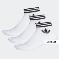 Flash Sale 😍 Κάλτσες Adidas Originals Trefoil Ankle 🧦 Socks 3 Pairs WHITE/BLACK 🥰