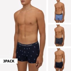 Τοπ 10 🤩 Εσώρουχα Polo Ralph Lauren 3-Pack Ανδρικά Μπόξερ NVY AOPP/WNT SKY/NVY STRP 😍