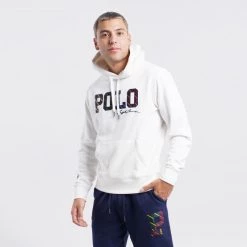 Καλύτερη πώληση 🌟 Μπλούζες με Κουκούλα Polo Ralph Lauren Ανδρική Μπλούζα με Κουκούλα DECKWASH WHITE 😍