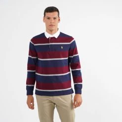 Νέος ✔️ Πόλο Τ-shirts Polo Ralph Lauren Aνδρική Μακρυμάνικη Μπλούζα με γιακά CLASSIC WINE MULTI 👏