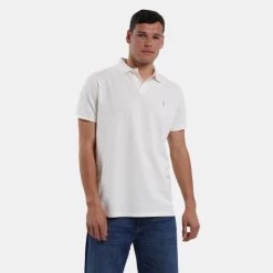 Συμφωνίες ✔️ Πόλο Τ-shirts Polo Ralph Lauren Ανδρικό Πόλο T-shirt NATURAL 🔔